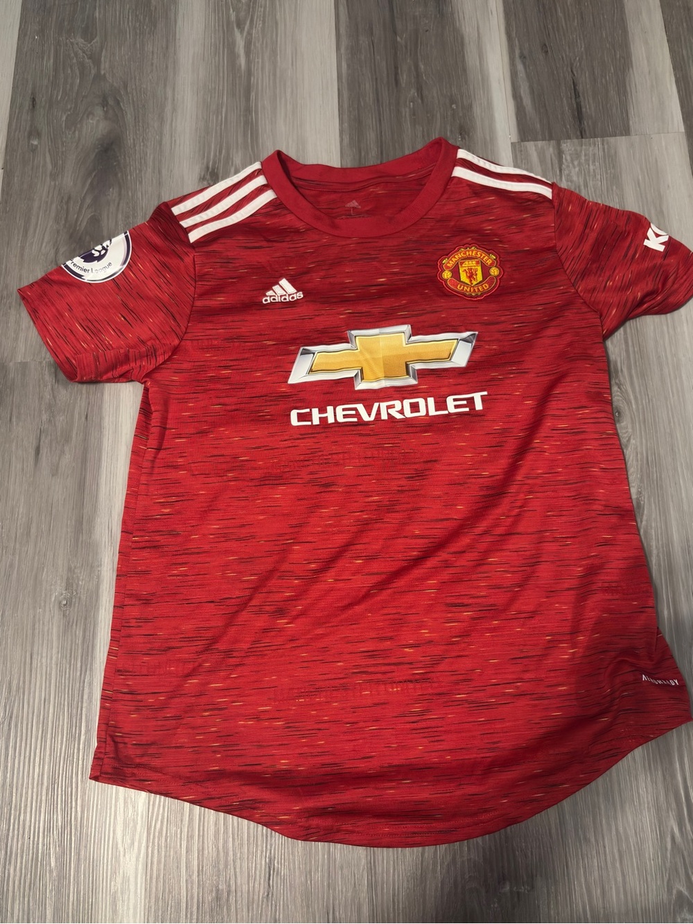 adidas Kids Manchester United Red Jersey with White Stripes